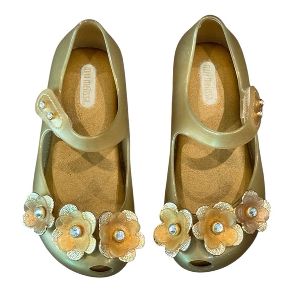 Mini Melissa Other - Mini Melissa Ultragirl gold flowers shoes